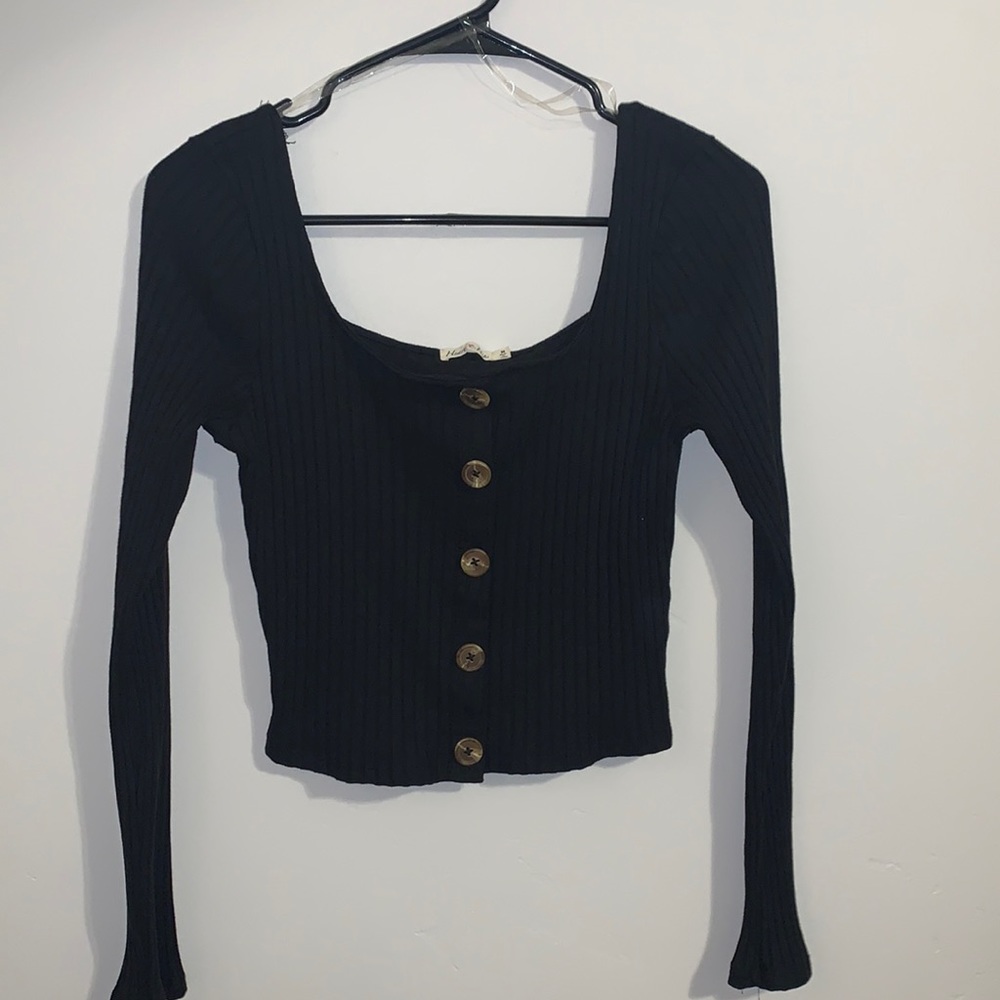 Black button sweater